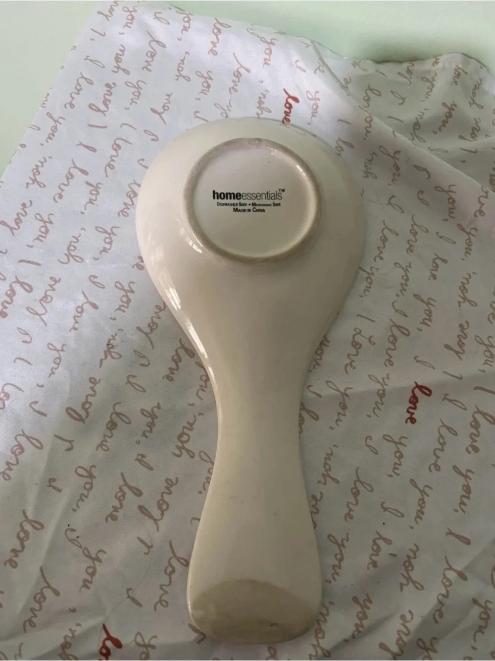 Monogram 'D' Ceramic Spoon Rest in Cream and Black